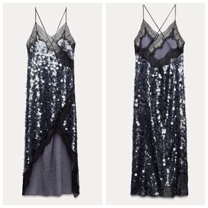 NWOT Zara Collection Runway Sequin Lace Dress Size M